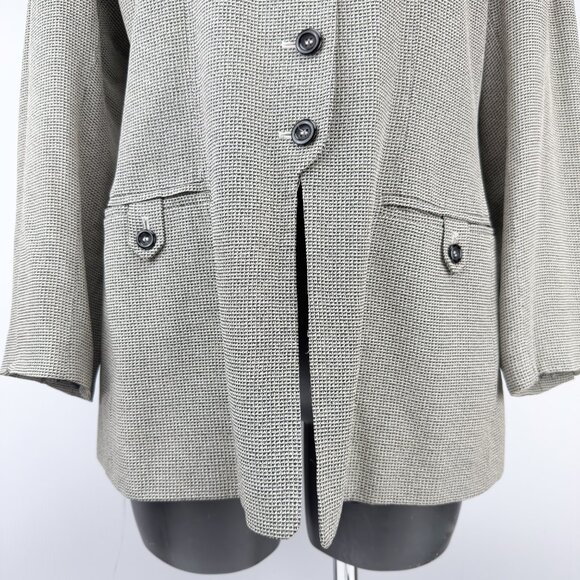 KASPER for A.S.L. Vintage Micro-Houndstooth Gray Long Blazer Jacket Size10 - Picture 5 of 13